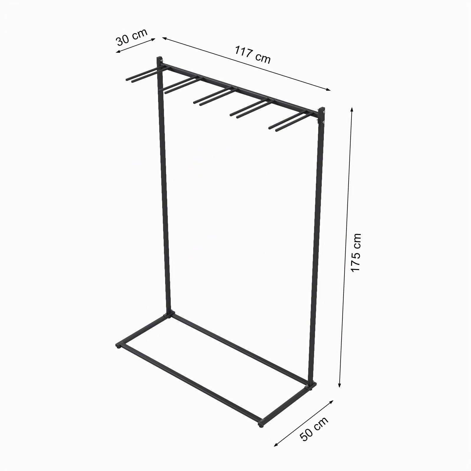 QLS Portasci da Terra per 10 Paia 175 cm Acciaio Nero | Struttura verniciata con supporti gommati, 117 x 50 x 175 cm, per garage, cantina o noleggio sci