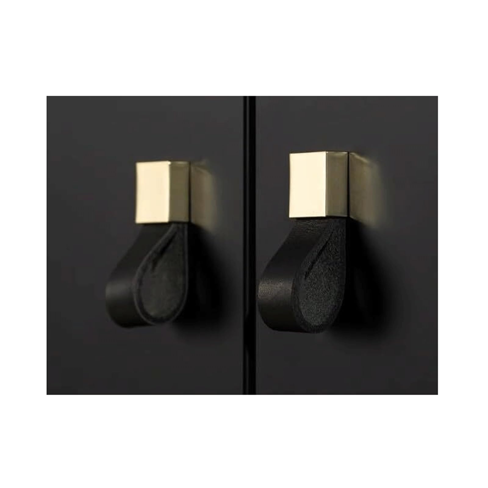 Lcanallyms Gold+Black Kitchen Cabinet Handles, Leather Drawer Pull, Europe Style Zinc Dresser Door Knob Cabinet Handle Kitchen Closet Wardrobe Furniture(,Knob)