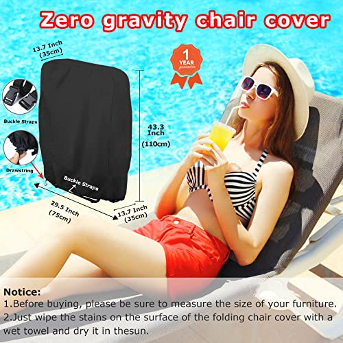 Aofeite Outdoor Folding Zero Gravity Chair Covers, Upgraded Oversized Durable Recliner Cover,420D Oxford Waterproof Uv Resistant Lawn Beach Chair Patio Furniture Covers (43Inch Black) #TOP3