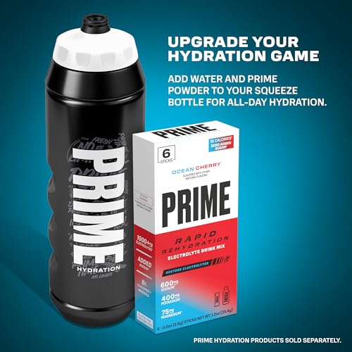 Image of PRIME 32 oz Black Graffiti Squeeze Sports Water Bottle, BPA Free, Dishwasher Safe, Easy-Grip Ergonomic Leakproof Design, Fast Hydration for Gym, Cycling, Running