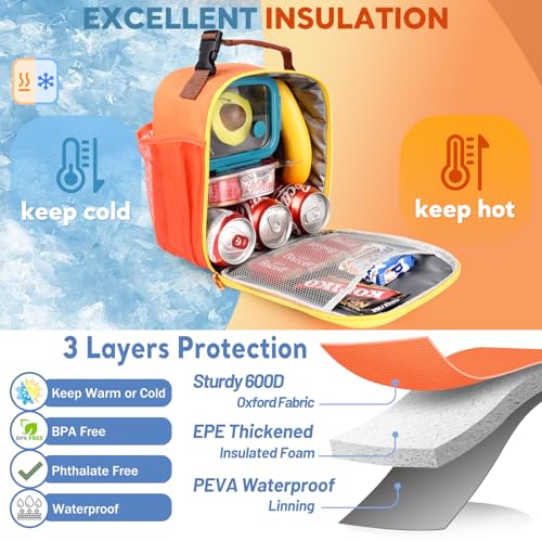 Genteen Lancheira para mulheres, homens e adultos, lancheira isolada com suporte de garrafa e bolso