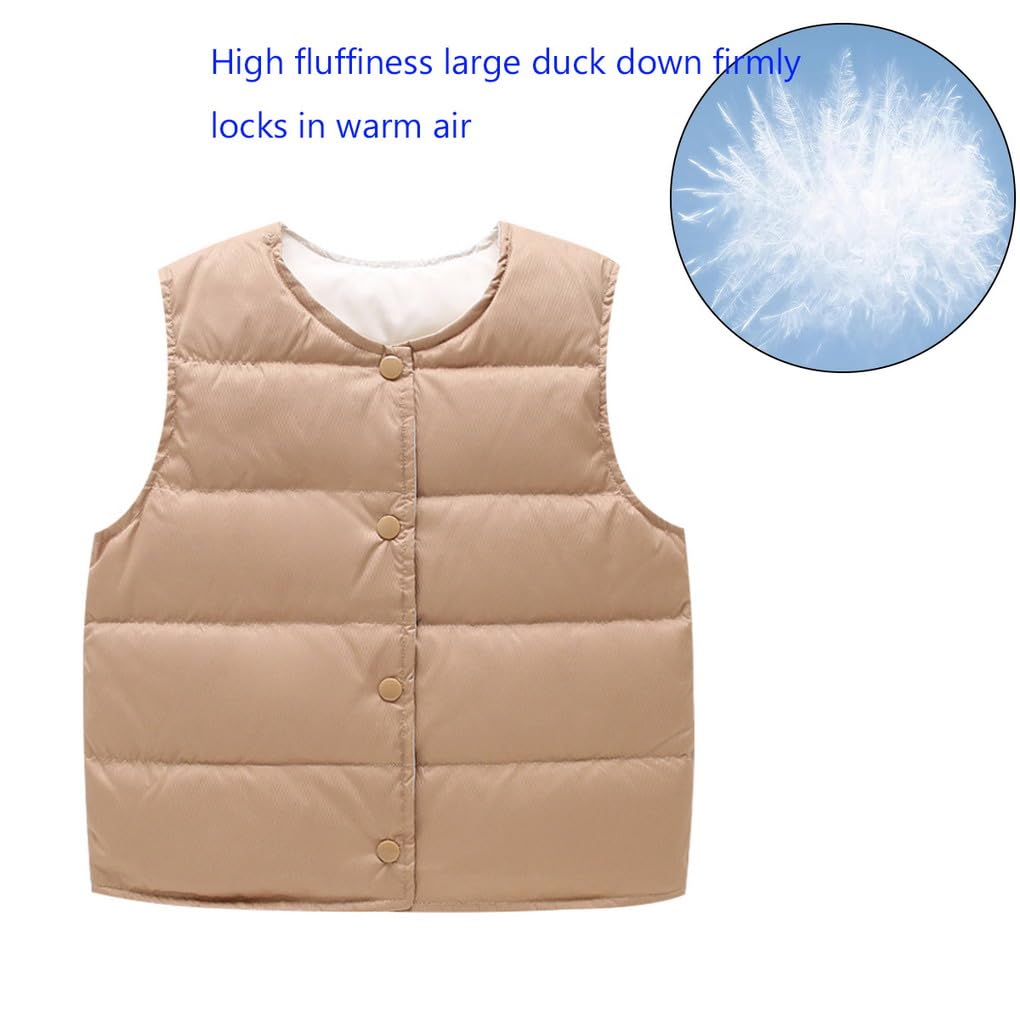 Enfants Doudoune Sans Manche 90% duvet de canard Gilet Sans Manche Veste Hiver Manteaux Bébés Garçons Fille 6-12 -24 mois-7 ans, Lot of 2 bébé gilet matelassé gilet de transition