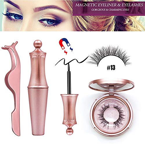 Leegoal False Eyelashes Kit With Magnetic False Eyelashes, Magnetic Eyeliner and Eyelashes Tweezers, No Glue Full Eye 5 Magnets Reusable Fake Eyelashes, Natural and Soft