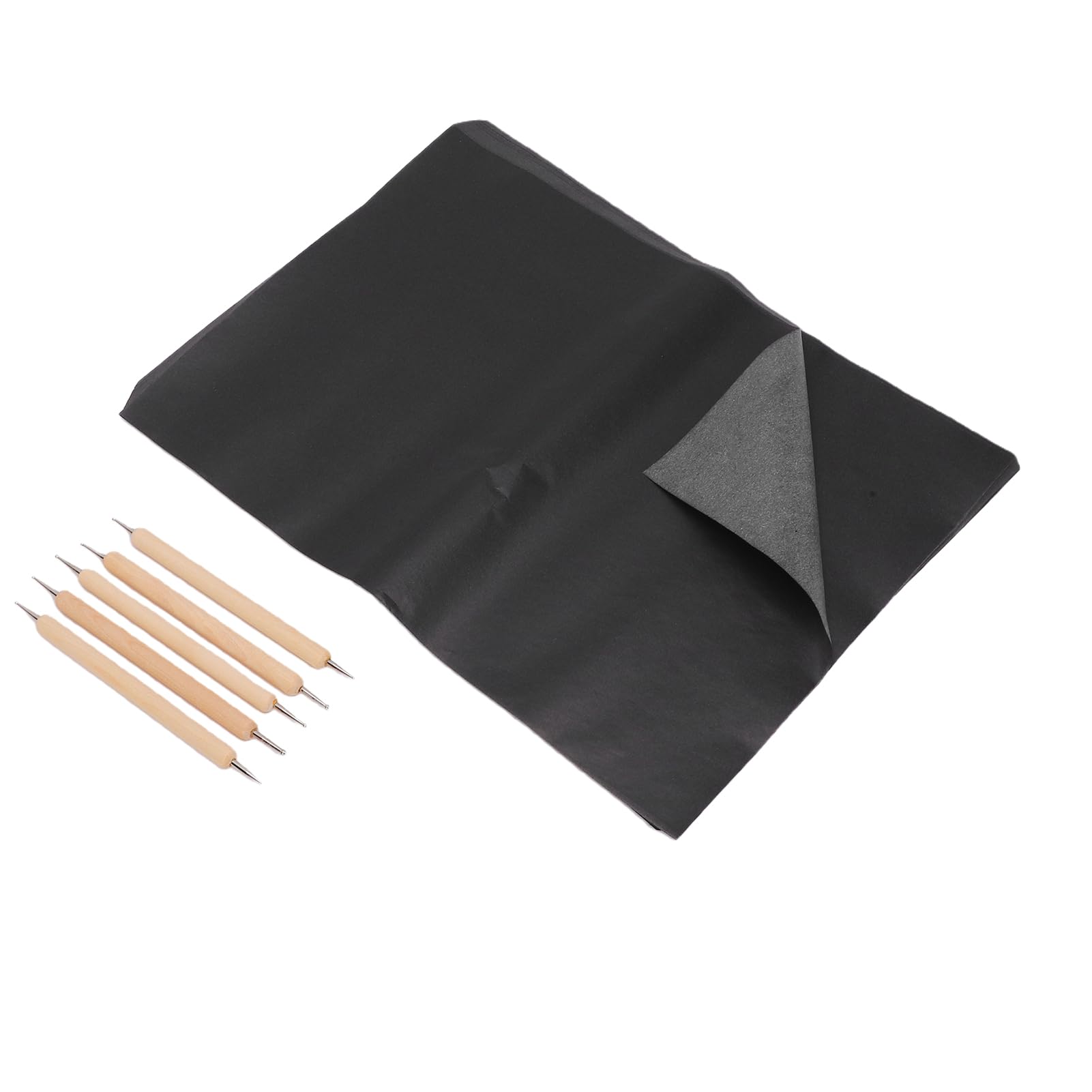 SIXRUN Papel de Transferencia de Carbono, 200 Hojas de Papel de Calco A4 con 5 Herramientas de Punteado de Acero Inoxidable y Madera, Hojas de Copia de Alta Densidad para Madera, Lienzo, Cerámica,
