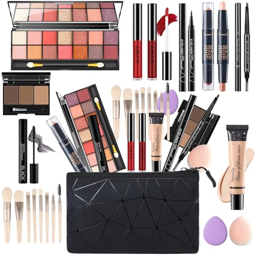Makeup Set for Women, Makeup Kit for Women Full Kit, Travel Makeup Set, Makeup Gift Set for Girls, 14-Color Eyeshadow Palette, 2 x Lip Gloss, Eyebrow Powder, Contour Stick, Face Make up 02