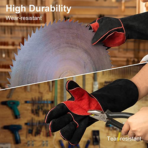 Arccaptain Mig Stick Welding Gloves, Heat/Fire Resistant 16 Inch Leather Gloves With Kevlar Stitching For Men Women Welders, Fireplace, Bbq, Xl #TOP5