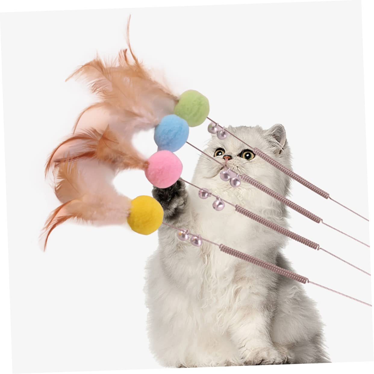 DOITOOL 3ensembles Set De Jouets Peluche pour Chat à Teaser avec Boules Et Clochettes Couleurs Aléatoires