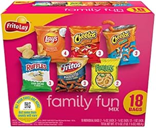 Frito-Lay Snacks Family Fun Mix Chips Variety Pack, Ruffles, Fritos, Cheetos, Lay's, Funyuns,(18 Pac