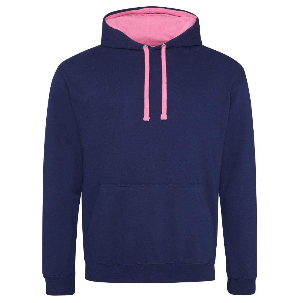 Just Hoods varsity hoodie, two-tone hoodie, Womens Girls, Hoodie, Just Hoods - Varsity Hoodie, Oxford Navy/Candyfloss Pink, M