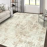 Area Rugs 5x7 Living Room: Large Soft Washable Rug Modern Abstract Anti-Skid Non-Shedding Carpet Indoor Floor Thin Carpets for Bedroom Dining Room Farmhouse Nursery Home Office Beige Grey