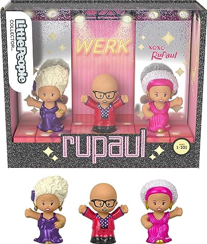 Image of Little People Collector Rupaul Special Edition Figure Set in Display Gift Package for Adults & Fans, 3 Figurines