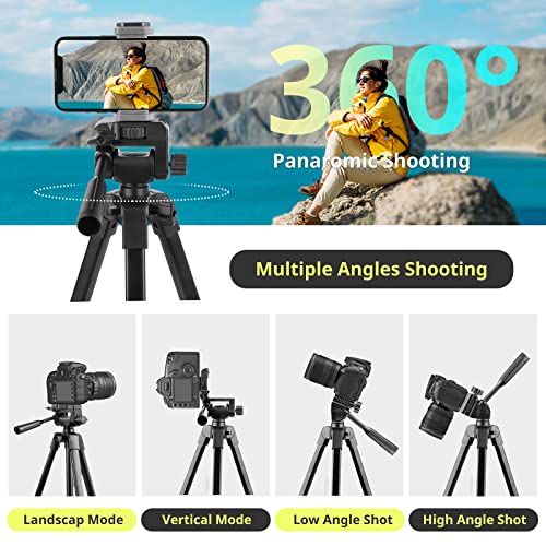 Sensyne 64" Camera Tripod Stand, Versatile Phone & iPad Tripod with Wireless Remote and 2-in-1 Phone Holder for Selfie/Video Recording/Photo/Live Stream/Vlog - Image 4