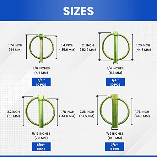 image for Pinailer 30 Pcs of Lynch Pin Assortment Kit— for Trucks, Tractors, T