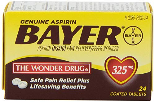 Genuine Bayer Aspirin 325mg Tablets 24-Count (Pack of 2)