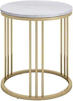 Marble Side Table, Round Metal Coffee Table, Bedroom Bedside Table, Home Decoration -50cm50cm55cm
