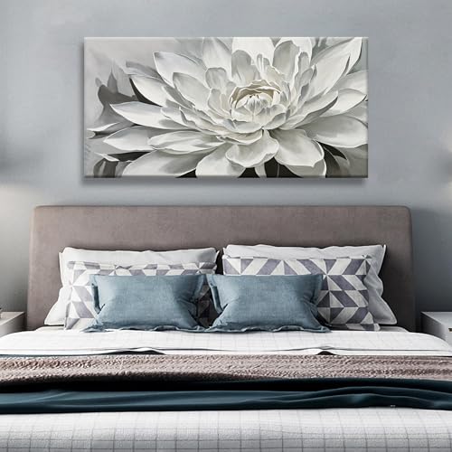 Image of TAIJXAGSG Canvas Art Wall Decor lotus Print Paintings Flower White Wall Art Prints Decor Ready To Hang For Bathroom Bedroom And Office Kitchen Home Decor Artwork 20 inch x 40 inch