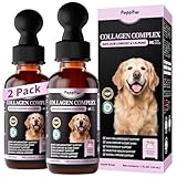 POPPAW Liquid Collagen for Dogs Skin Comfort & Calming, Dog Itch Relief & Anti-Scratching & Coat Supplement with Biotin for Skin Barrier & Sensitive Immune Health Support - Chicken Flavor, 2 FL.Oz