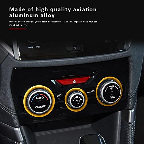 Auovo AC Climate Control Knob Outer Ring Covers Accessories for Subaru Crosstrek 2018-2022 2023 / Impreza 2017-2023 / Forester 2019-2024 Interior Air Condition Switch Control Trim (Gold) - Thumbnail 4