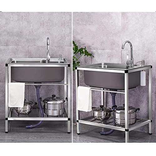 Évier de cuisine 1 bac en inox autoportant pour l'extérieur et la buanderie