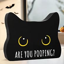 Black Cat Halloween Bathroom Decor Sign, Cute Halloween Black Cat Gifts