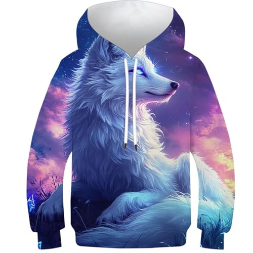 Sweat loup 3D cadeau original anniversaire ado pull mignon à capuche 12-14 ans