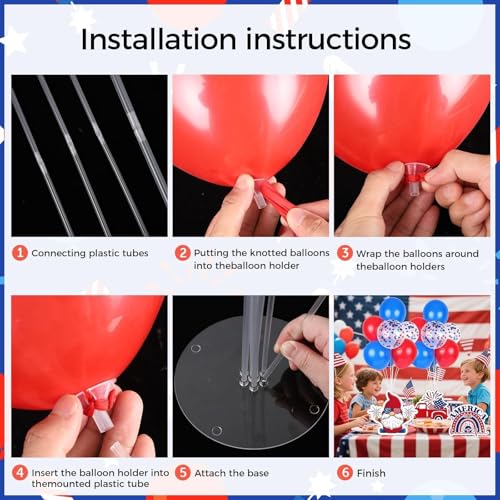 Image of 6 Sets Red White and Blue Balloon Stand Kit for Table Independence Day Tables Centerpieces with Balloons 4th of July Centerpiece Decor Balloon Stand Kit for Patriotic Party Table Decoration