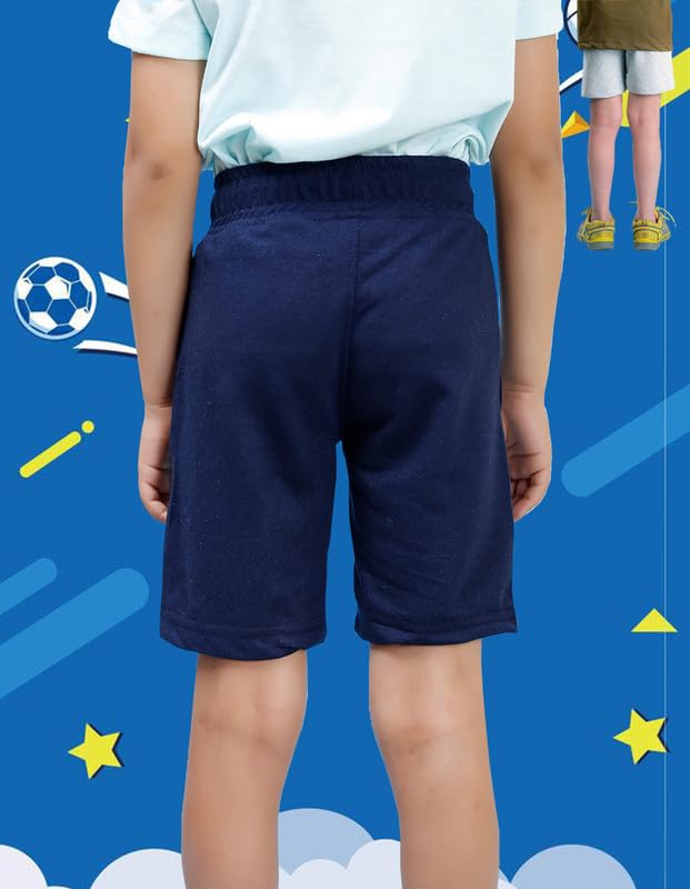 Image of Nusyl Solid & Printed Cotton Blend Shorts for Boys | Comfortable Casual Shorts | Soft Breathable Fabric with Elastic Waistband | Relaxed Fit | 2-16 Years | Multiple Colors