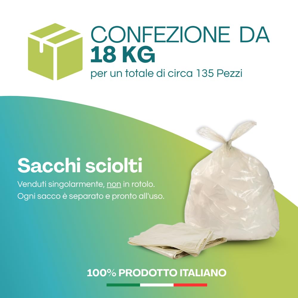 Virsus 18 kg di Sacchi Trasparenti per Spazzatura Ambra Ultra Resistenti 90x120 Alto Spessore 80 micron -Sciolti- Circa 135 Sacchi Resistenti