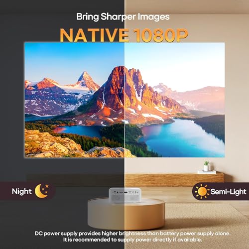 Mini Projector Battery Powered with Bluetooth - Native HD 1080P Rechargeable Projector, Portable Outdoor Movie Projecyor with Tripod, Compatible with Smartphone, HDMI, USB, AV, Fire Stick, PS5
