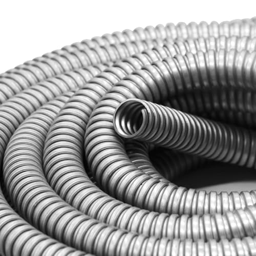 Qlvily 1/2 inch x 50ft Flexible Electrical Conduit, Iron Galvanized Access Line Conduit, for Manage and Protect Home and Industrial Wires