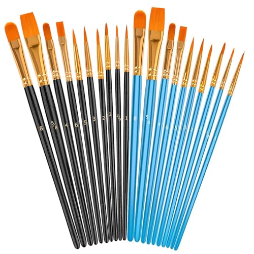 Soucolor Face Paint Brushes, 20Pcs Round Pointed Tip Face Painting Miniature Craft Watercolor Brushes for Acrylic Oil Watercolor Ceramic Painting Kit for Adults