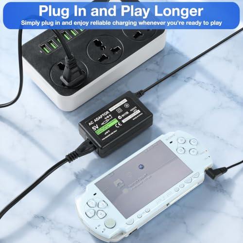 Image of Funturbo PSP Charger, PSP Portable Charger Set for PlayStation Portable PSP 3000 2000 1000 AC Adapter and Mini USB Cable Charger Cord