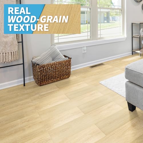 Image of Art3d 36-Pack Wood Grain Peel and Stick Vinyl Flooring Tiles, Aspen Yellow