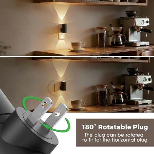 Image of L LOHAS LED Night Lights Plug into Wall,Light Sensor, Projector Night Light | 4Pack,180Rotating Nightlight,10 /50 /100LM Dimmable,Soft White,Dusk to Dawn,Ambient Lighting Mini for Bathroom,Decor,Kids,Gift