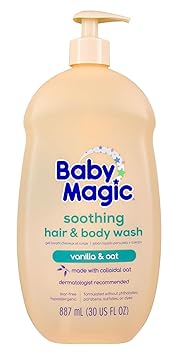 Baby Magic Soothing Hair & Body Wash, Vanilla & Oat, Soothes and Cleanses, Specially Formulated for Babys Delicate Skin, Tear Free, Hypoallergenic, Dermatologist Recommended, 30 Fl Oz