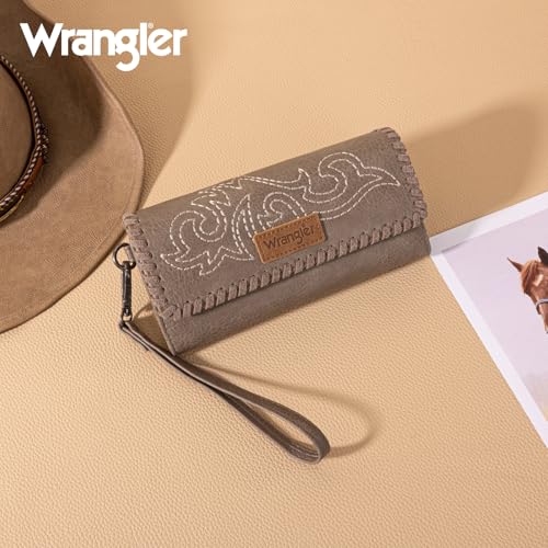 Image of Montana West X Wrangler Western Wallets for Women Trifold Wristlet Wallets Large Capacity Women Clutch Wallet with Coin Purse
