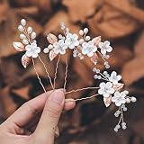 Casdre Flower Bridal Hair Pins Pearl Bride Wedding Hair Accessories Rhinestone Hair Piece for Women