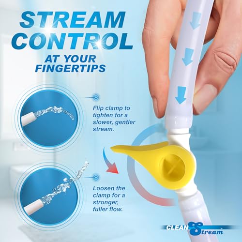 Image of Cleanstream Deluxe Shower Enema Kit for Men, Women. Large Bag Capacity, Adjustable Control Valve, 5Ft Hose with 3 Unique Tips, Easy to Use. 13 Pieces, 1 Set, Blue.