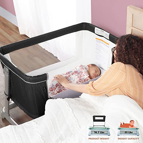 Dream On Me Waves 3-In-1 Baby Bassinet, Bedside Sleeper And -Playard, Seven Adjustable Height Position, Lightweight And Portable Bedside Bassinet, Jpma Certified #TOP5