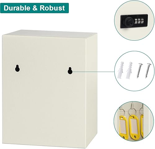 Miniatura 5 de Caja de llaves de metal de seguridad con 20 ganchos, gabinete de bloqueo de combinación de montaje en pared ajustable mediano