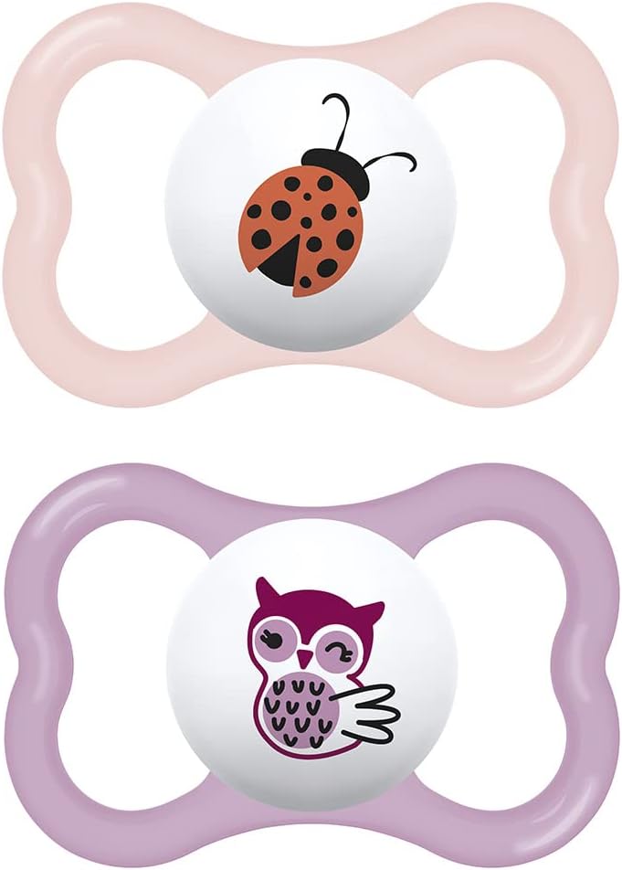 MAM Baby Kit com 2 Chupetas Supreme Com Bico Extrafino de Silicone SkinSoft para Crianças 6+ Meses Com Caixa Esterilizadora, Rosa