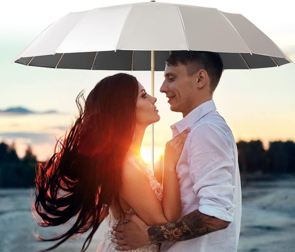 Miniatura 8 de Dlin Sombrilla de viaje compacta UPF 50+ de doble capa, con protección solar UV, 16 unidades, duradero, ligero, portátil, para caminar, senderismo,