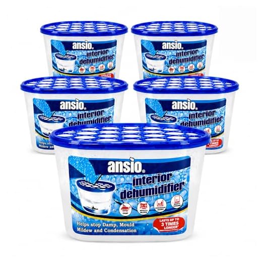 ANSIO Deshumidificador, blanco,Eliminador de condensación absorbentes para humedad (Paquete de 5 botes)