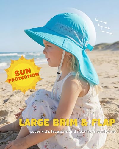 Image of Toddler Baby Sun Hat Kids Summer Beach Essentials Adjustable Beach Hats with Bucket Wide Brim for Boys Girls Age 0-14 Years