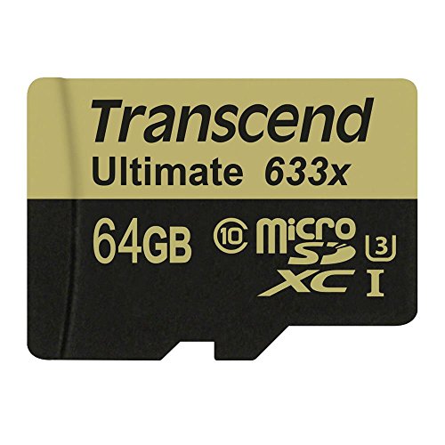 Transcend 64 GB MicroSDXC Class 10 UHS-I/U3 Memory Card with Adapter 95 Mb/s (TS64GUSDU3)