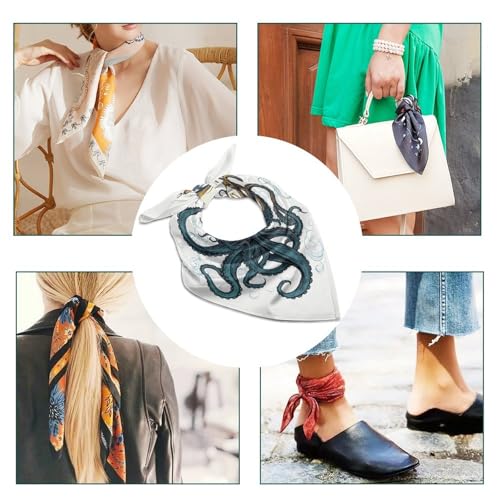 18" Square Head Scarf Sun Ocean Octopus Lightweight Silk Scarf for Women Boho Neckerchief Soft Satin Bandanas Fashion Neck Scarves Silk Headwear for Bag Hair Scarves Gift4