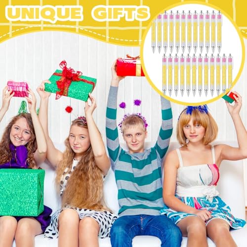 24 Pcs Back to School Glitter Ballpoint Pens Pencil Design Ballpoint Pens for Back to School Teachers and Classmates Stationery Classroom Accessories