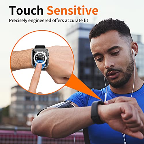 Image of LK Case for Apple Watch SE3 /SE2 /SE 44mm Series 6 /5 /4 with Screen Protector | 2Pack Touch Sensitive Ultra-Thin Bumper Full Protective Cover Hard PC Case Tempered Glass for iWatch 44mm, Clear