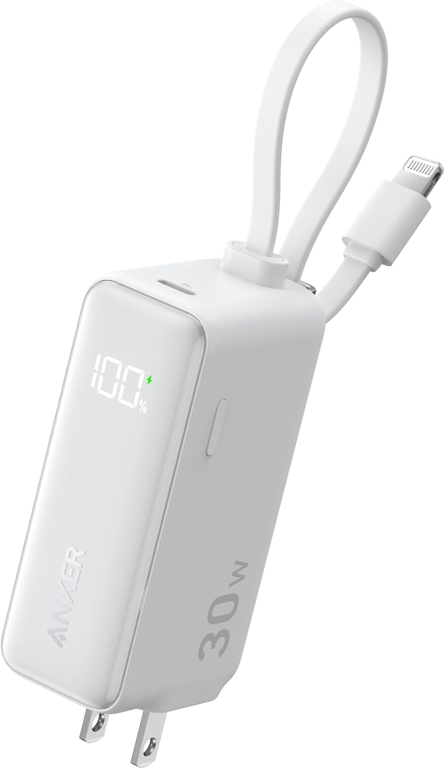 Anker 3-in-1 5,000mAh Power Bank with Built-in Cable & Foldable Plug