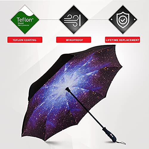 Repel Umbrella Reverse Umbrella - Upside Down Inverted Reversible Wind Resistant Design - Teflon Canopy - Windproof Umbrella With Fiberglass Ribs #TOP1